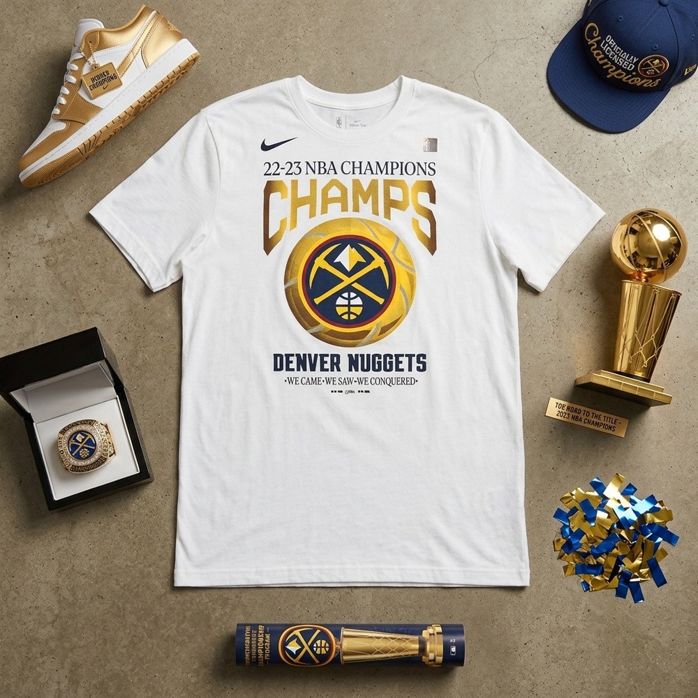 Nike Denver Nuggets 2023 NBA Finals Champions Roster T-Shirt White Men's 3XL NWT